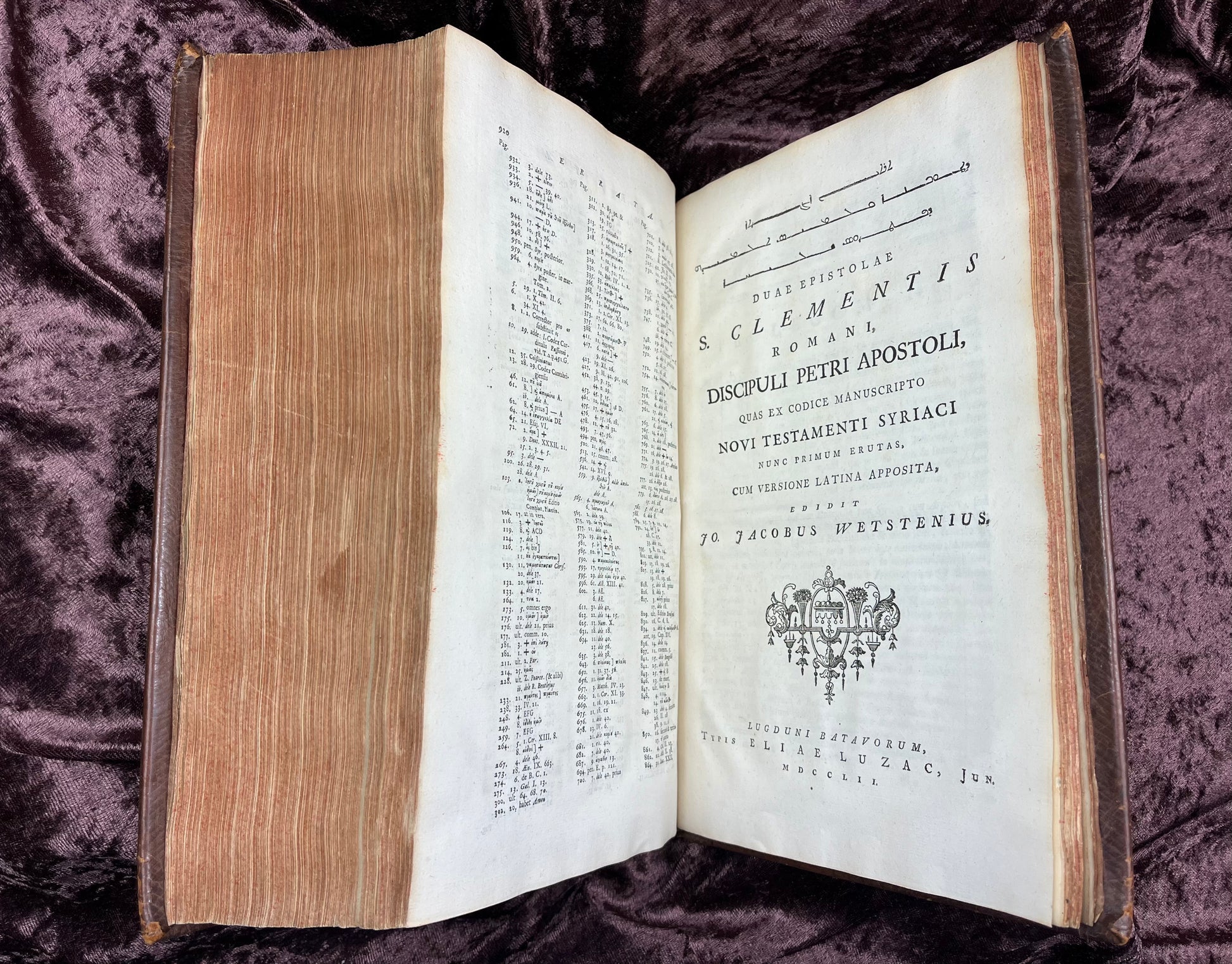 1752 Folio First Edition Greek New Testament With Robert Estiennes Text, Wettsteins Criticism, and a Syriac Version of Saint Clements Epistles E.T. Rare Books