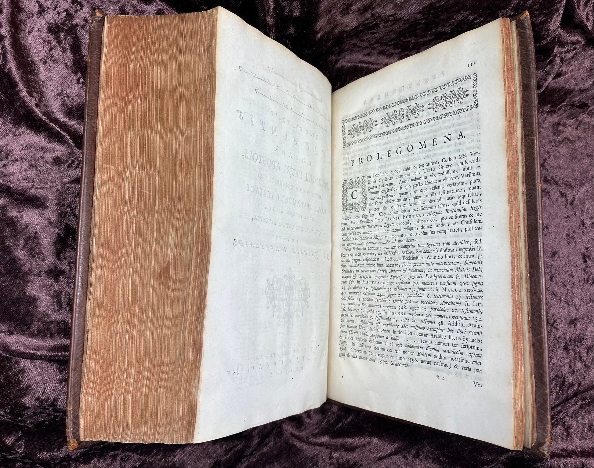 1752 Folio First Edition Greek New Testament With Robert Estiennes Text, Wettsteins Criticism, and a Syriac Version of Saint Clements Epistles E.T. Rare Books
