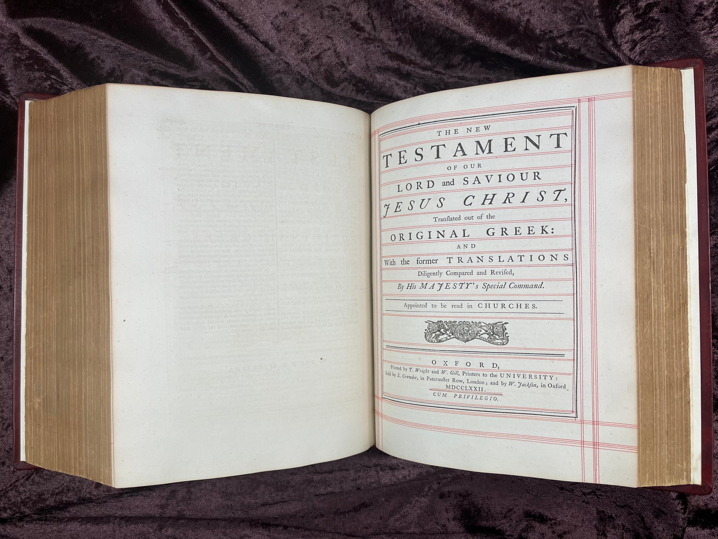 1772 Large Quarto First Edition Second Issue King James Bible Edited By Benjamin Blayney E.T. Rare Books