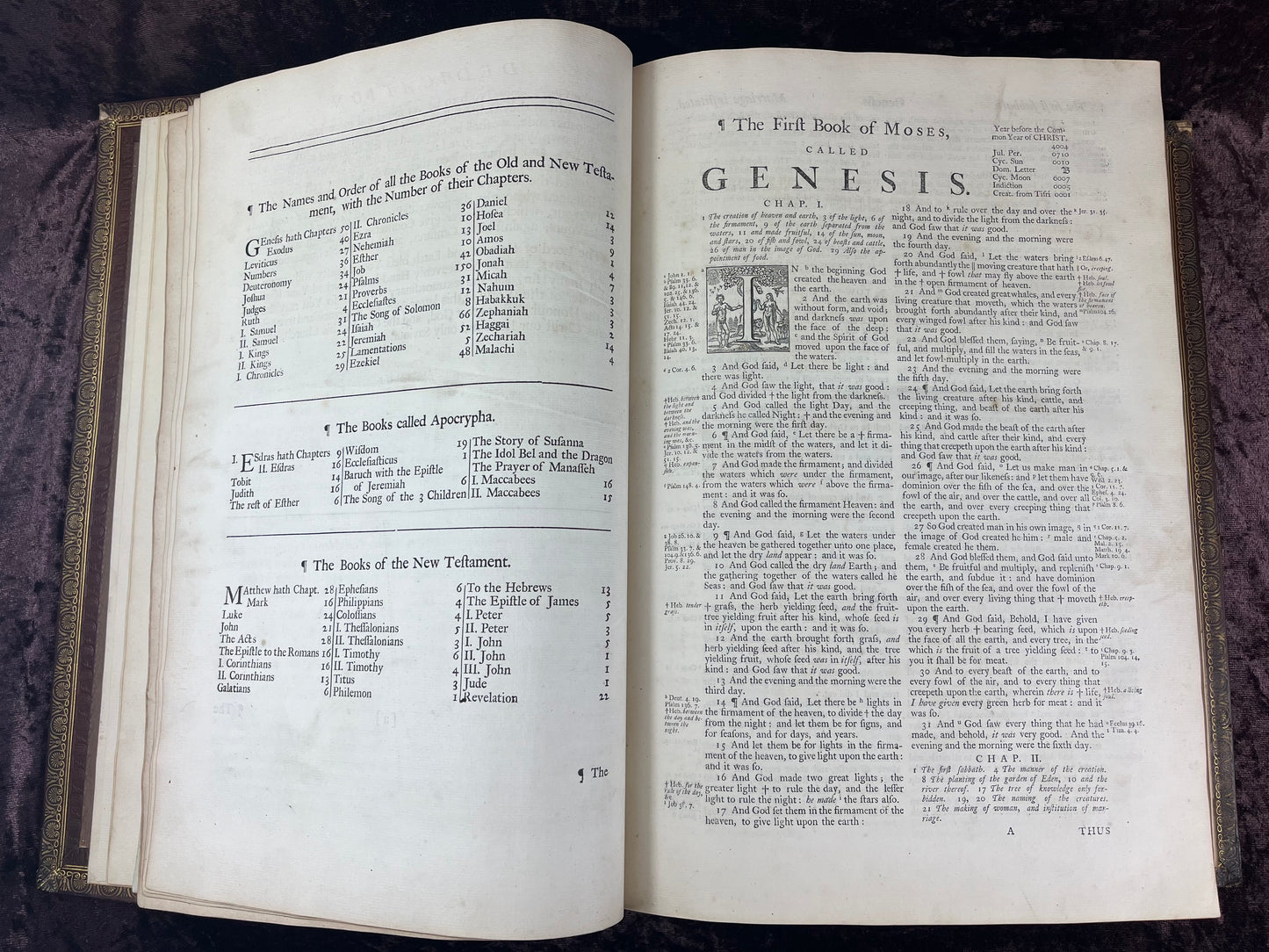 1751 Folio First Edition King James Bible Printed By Thomas Baskett-Bound With 16 Extra Illustrations And Was Once Owned By George Barclay Of Burford Lodge