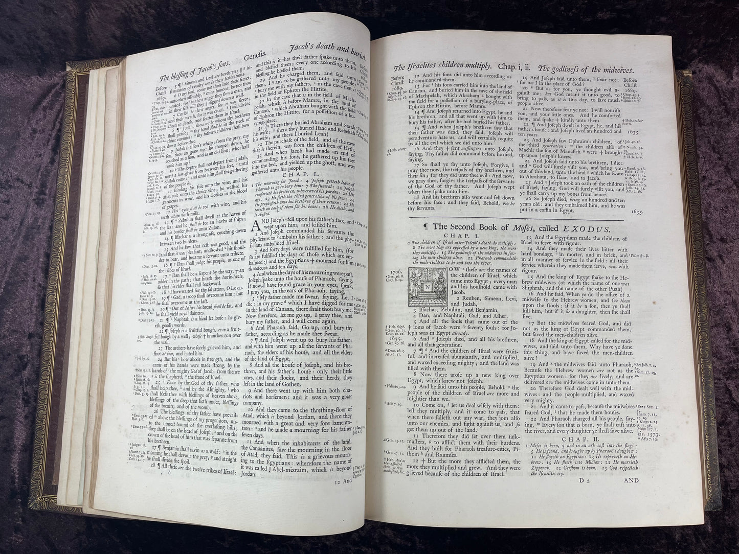 1751 Folio First Edition King James Bible Printed By Thomas Baskett-Bound With 16 Extra Illustrations And Was Once Owned By George Barclay Of Burford Lodge