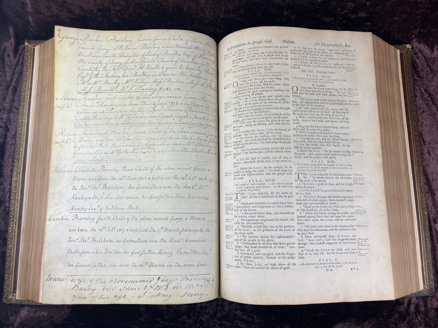 1751 Folio First Edition King James Bible Printed By Thomas Baskett-Bound With 16 Extra Illustrations And Was Once Owned By George Barclay Of Burford Lodge