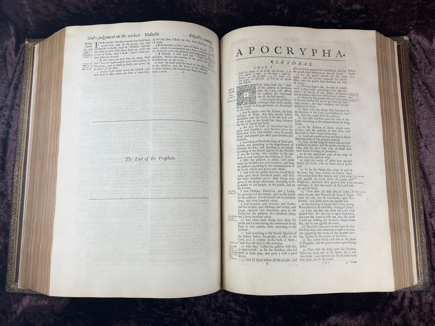 1751 Folio First Edition King James Bible Printed By Thomas Baskett-Bound With 16 Extra Illustrations And Was Once Owned By George Barclay Of Burford Lodge