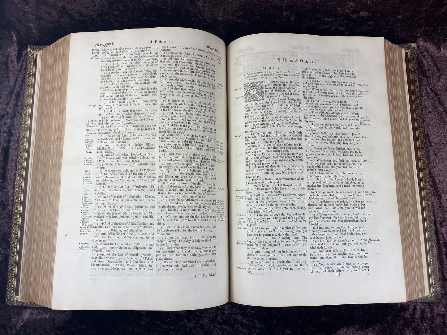 1751 Folio First Edition King James Bible Printed By Thomas Baskett-Bound With 16 Extra Illustrations And Was Once Owned By George Barclay Of Burford Lodge