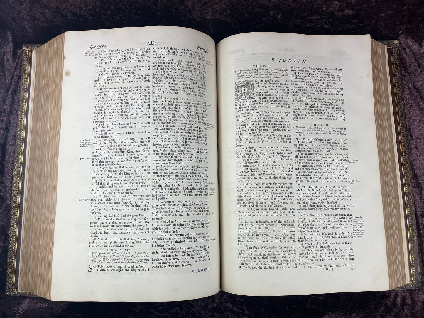 1751 Folio First Edition King James Bible Printed By Thomas Baskett-Bound With 16 Extra Illustrations And Was Once Owned By George Barclay Of Burford Lodge
