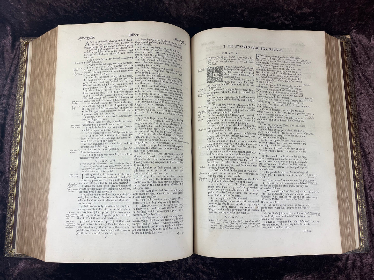 1751 Folio First Edition King James Bible Printed By Thomas Baskett-Bound With 16 Extra Illustrations And Was Once Owned By George Barclay Of Burford Lodge