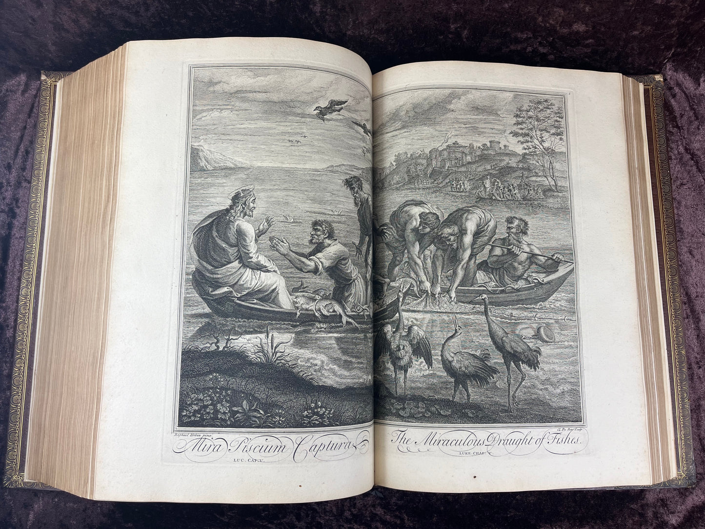 1751 Folio First Edition King James Bible Printed By Thomas Baskett-Bound With 16 Extra Illustrations And Was Once Owned By George Barclay Of Burford Lodge