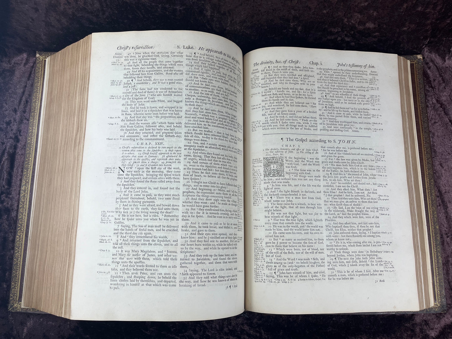 1751 Folio First Edition King James Bible Printed By Thomas Baskett-Bound With 16 Extra Illustrations And Was Once Owned By George Barclay Of Burford Lodge