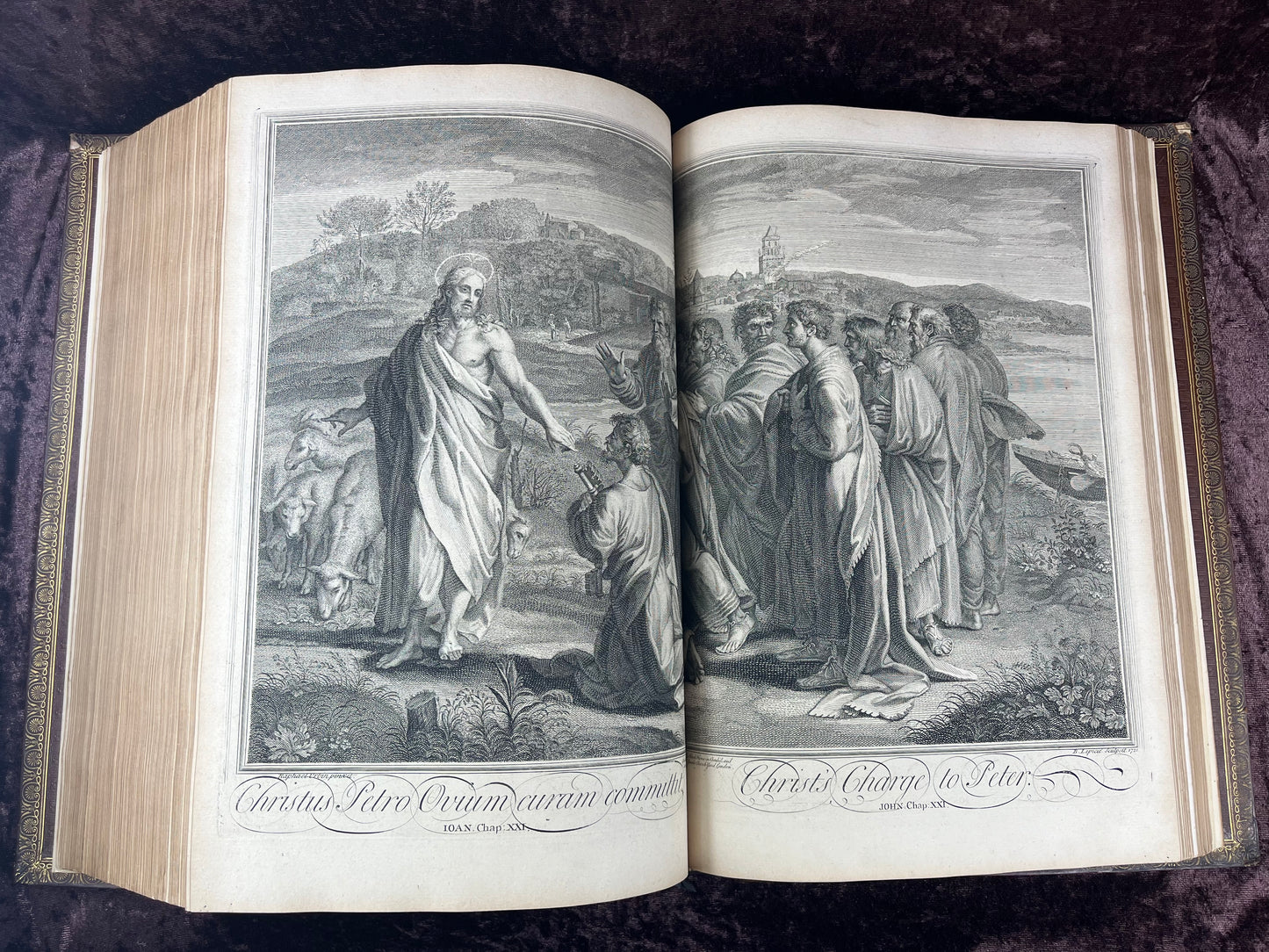 1751 Folio First Edition King James Bible Printed By Thomas Baskett-Bound With 16 Extra Illustrations And Was Once Owned By George Barclay Of Burford Lodge