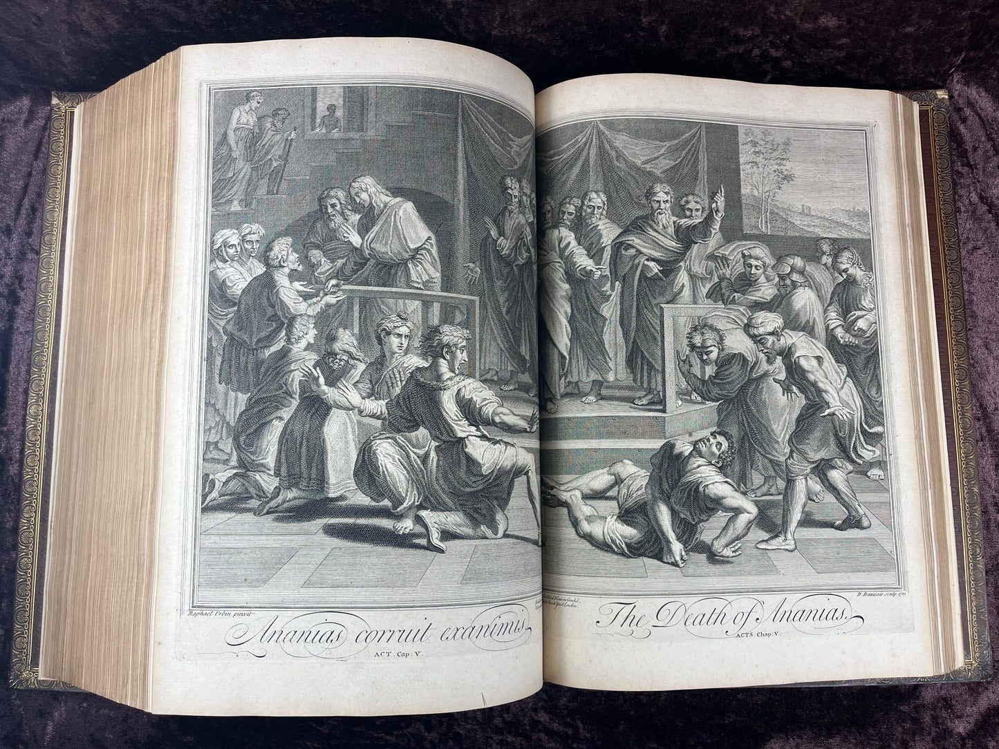 1751 Folio First Edition King James Bible Printed By Thomas Baskett-Bound With 16 Extra Illustrations And Was Once Owned By George Barclay Of Burford Lodge