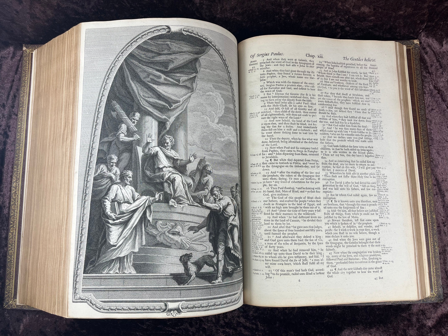 1751 Folio First Edition King James Bible Printed By Thomas Baskett-Bound With 16 Extra Illustrations And Was Once Owned By George Barclay Of Burford Lodge