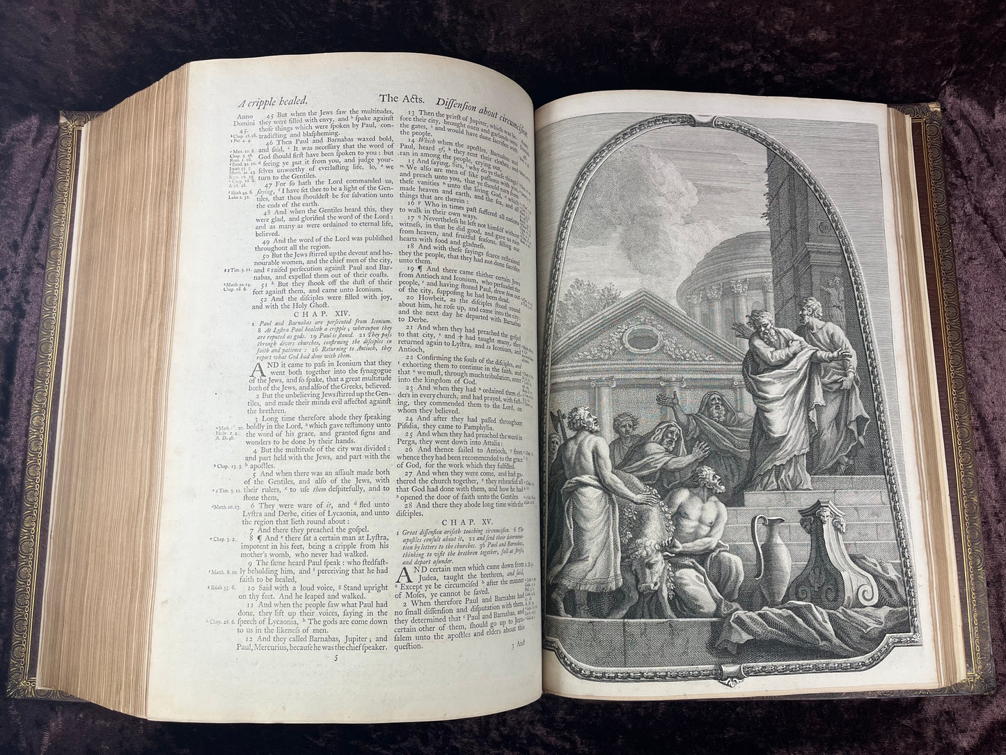 1751 Folio First Edition King James Bible Printed By Thomas Baskett-Bound With 16 Extra Illustrations And Was Once Owned By George Barclay Of Burford Lodge