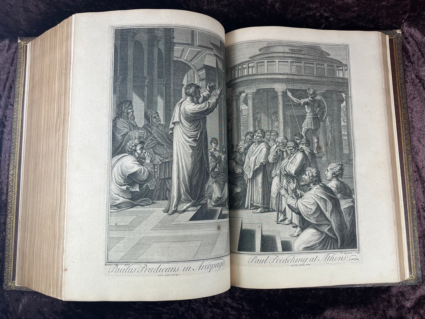 1751 Folio First Edition King James Bible Printed By Thomas Baskett-Bound With 16 Extra Illustrations And Was Once Owned By George Barclay Of Burford Lodge