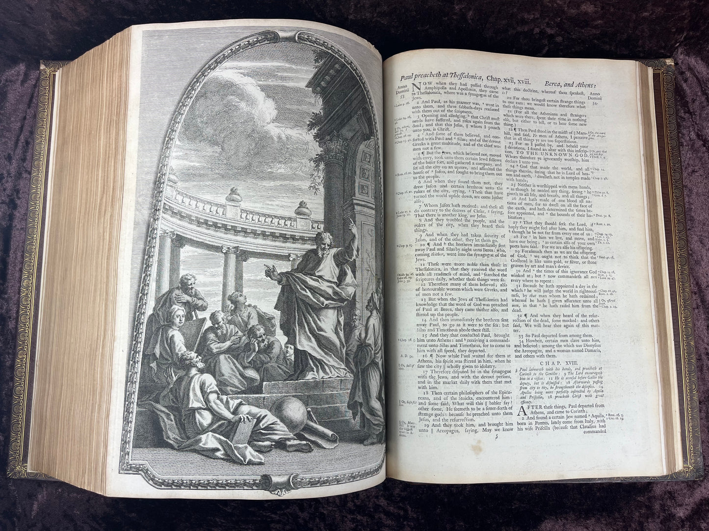 1751 Folio First Edition King James Bible Printed By Thomas Baskett-Bound With 16 Extra Illustrations And Was Once Owned By George Barclay Of Burford Lodge
