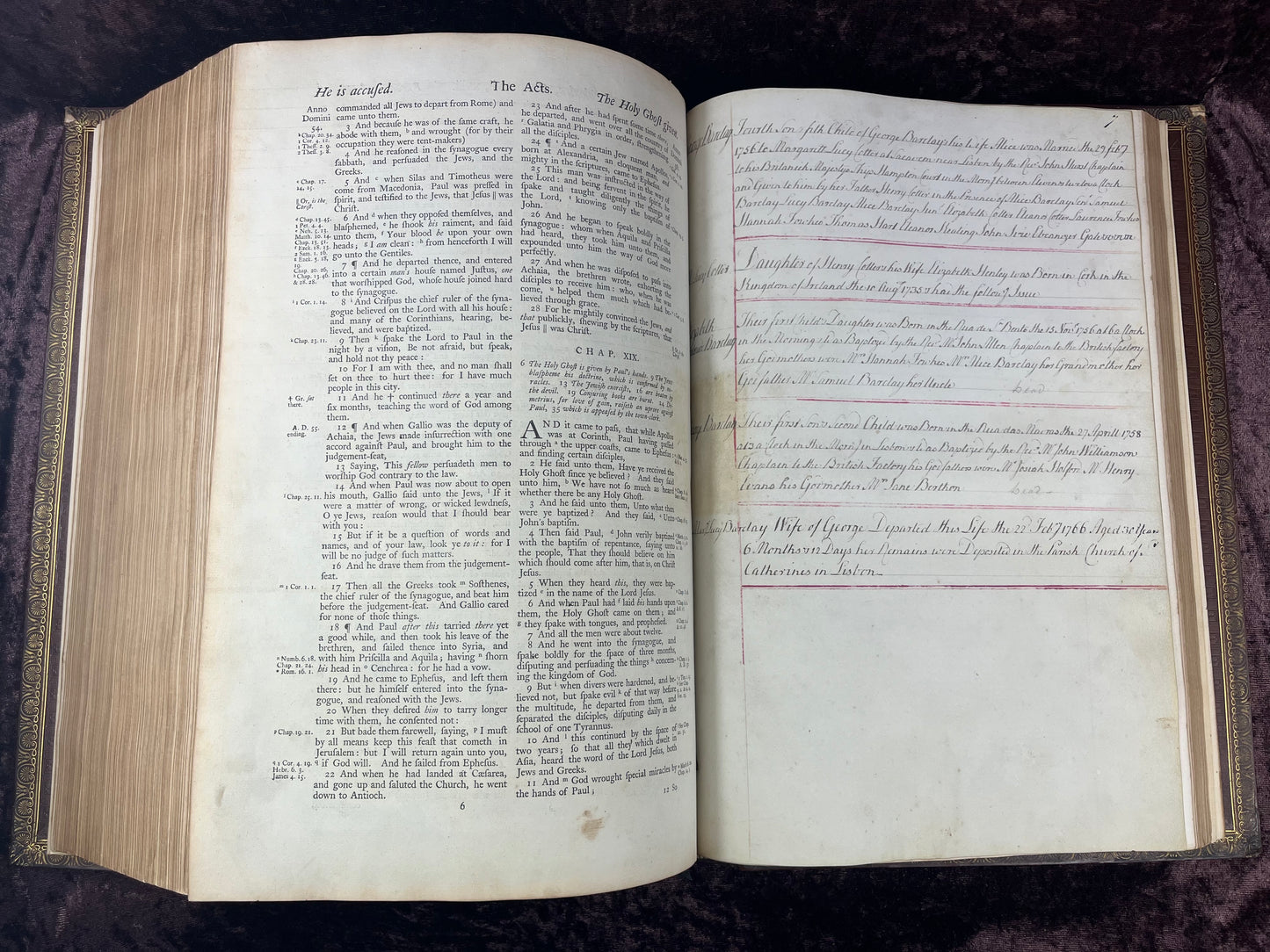 1751 Folio First Edition King James Bible Printed By Thomas Baskett-Bound With 16 Extra Illustrations And Was Once Owned By George Barclay Of Burford Lodge