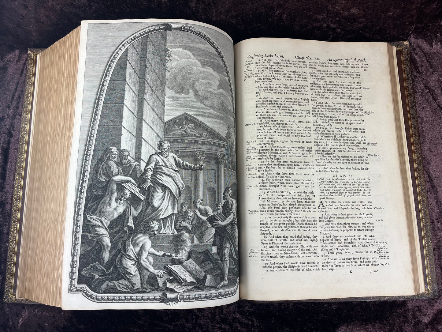 1751 Folio First Edition King James Bible Printed By Thomas Baskett-Bound With 16 Extra Illustrations And Was Once Owned By George Barclay Of Burford Lodge