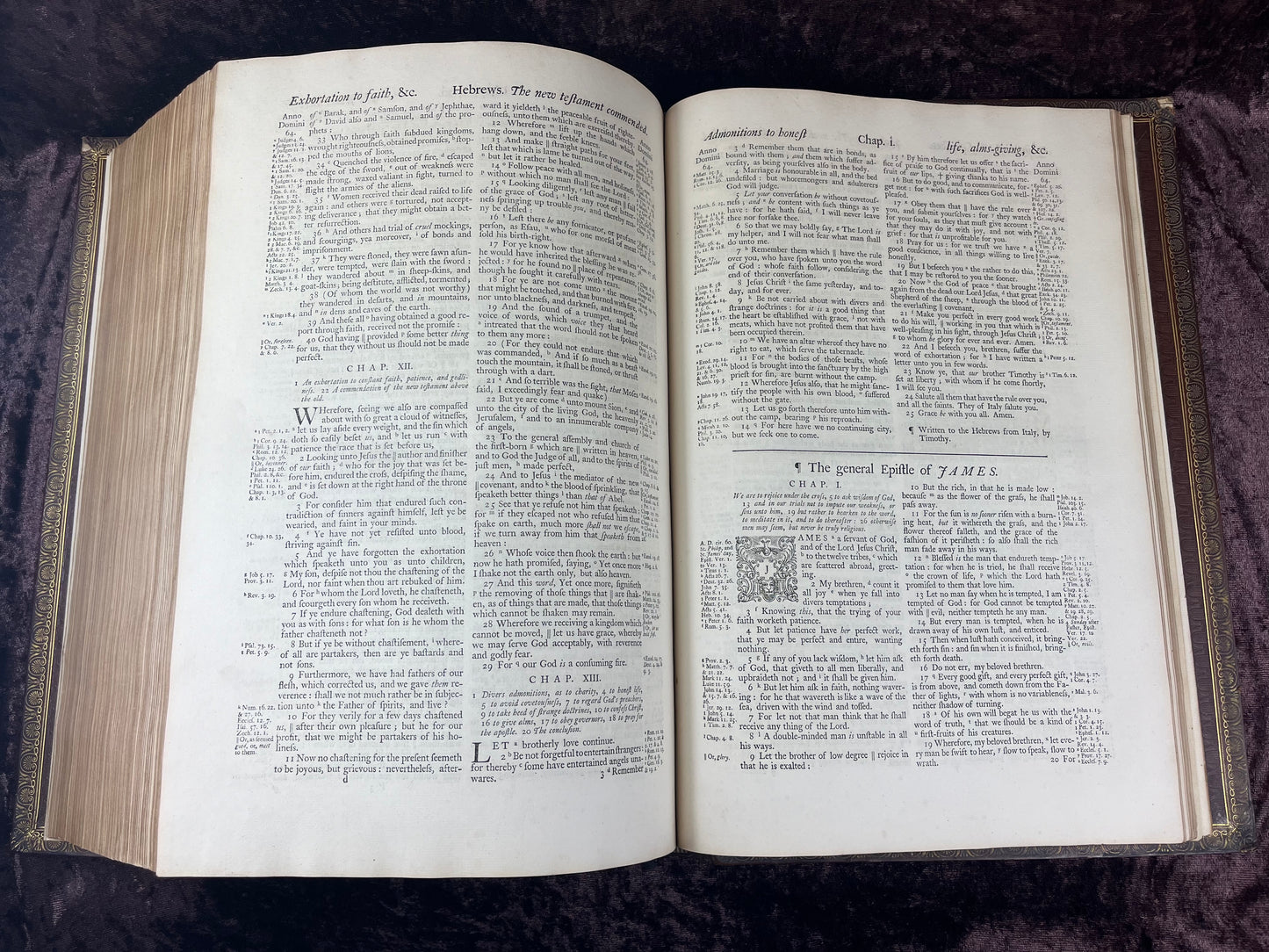 1751 Folio First Edition King James Bible Printed By Thomas Baskett-Bound With 16 Extra Illustrations And Was Once Owned By George Barclay Of Burford Lodge