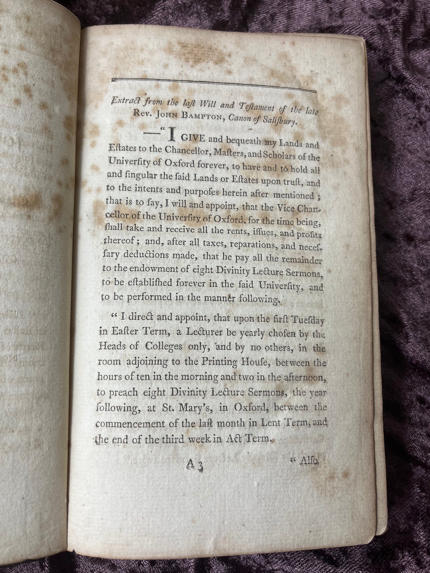 1793 Octavo First American Edition Sermons Preached Before The University Of Oxford By Joseph White And Printed At Boston By William Greenough