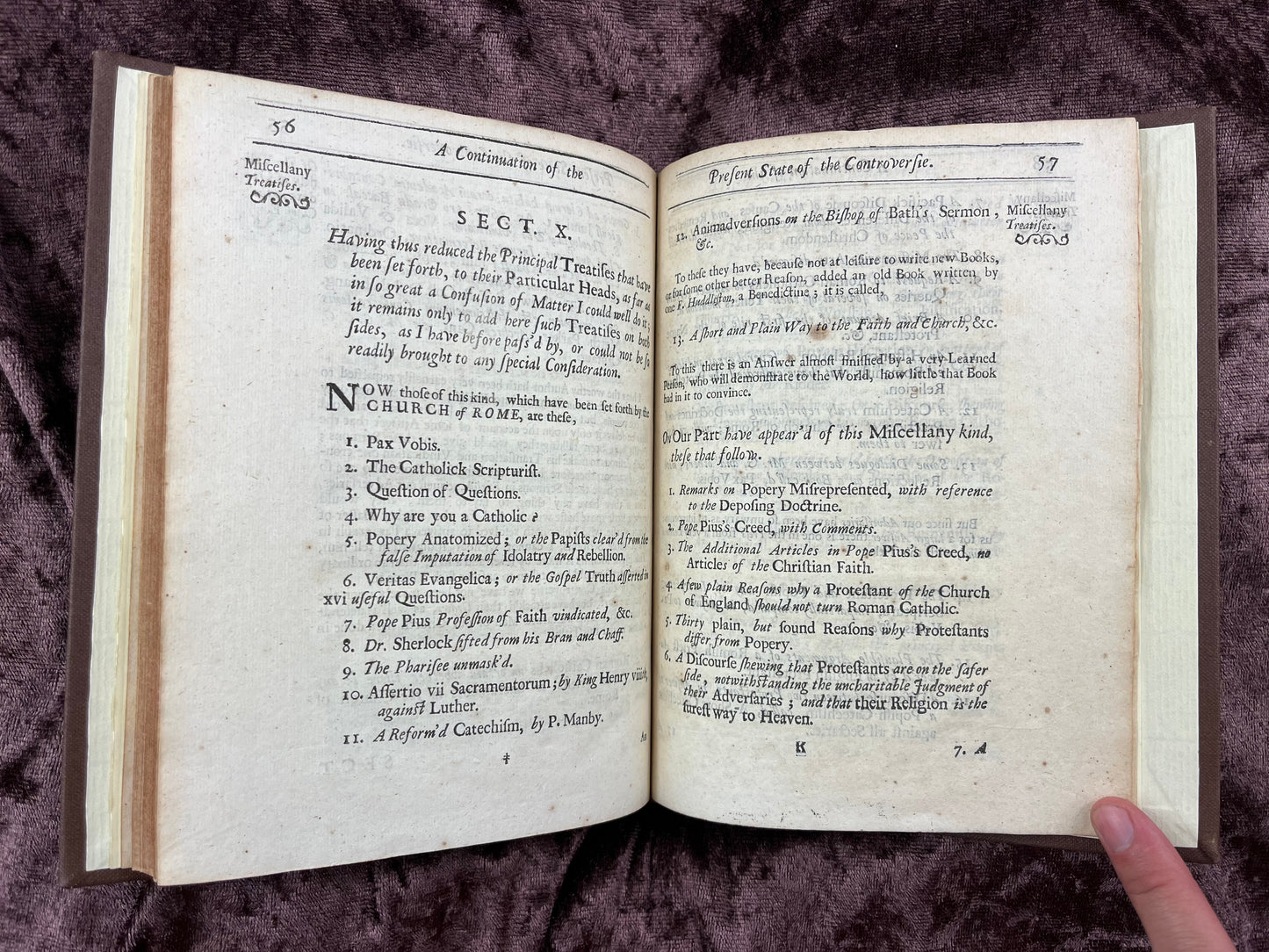 1688 Quarto First Edition Pamphlet A Continuation Of The Present State Of The Controversy Between The Church Of England And The Church Of Rome By William Wake Printed For Richard Chiswell