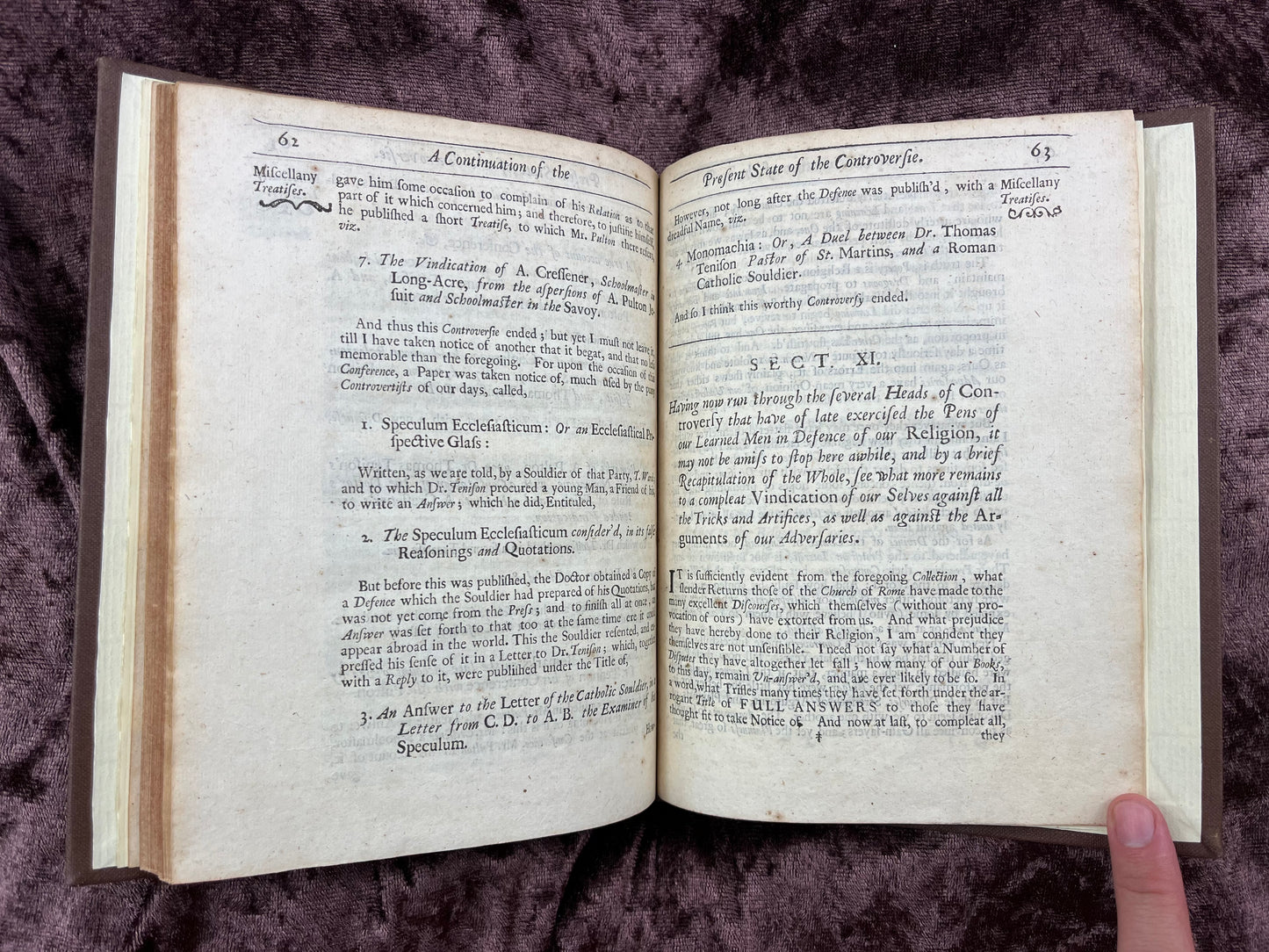 1688 Quarto First Edition Pamphlet A Continuation Of The Present State Of The Controversy Between The Church Of England And The Church Of Rome By William Wake Printed For Richard Chiswell