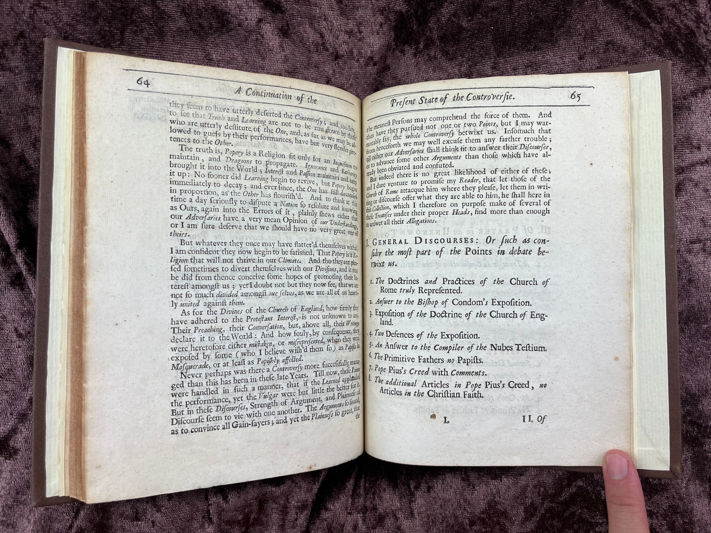 1688 Quarto First Edition Pamphlet A Continuation Of The Present State Of The Controversy Between The Church Of England And The Church Of Rome By William Wake Printed For Richard Chiswell