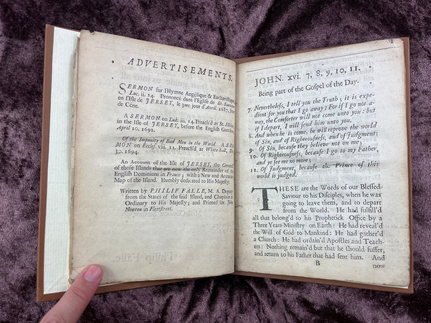 1695 Quarto Pamphlet Of The Descent Of The Paraclet By Philip Falle Before Sir Thomas Lane The Lord Mayor Of The City Of London