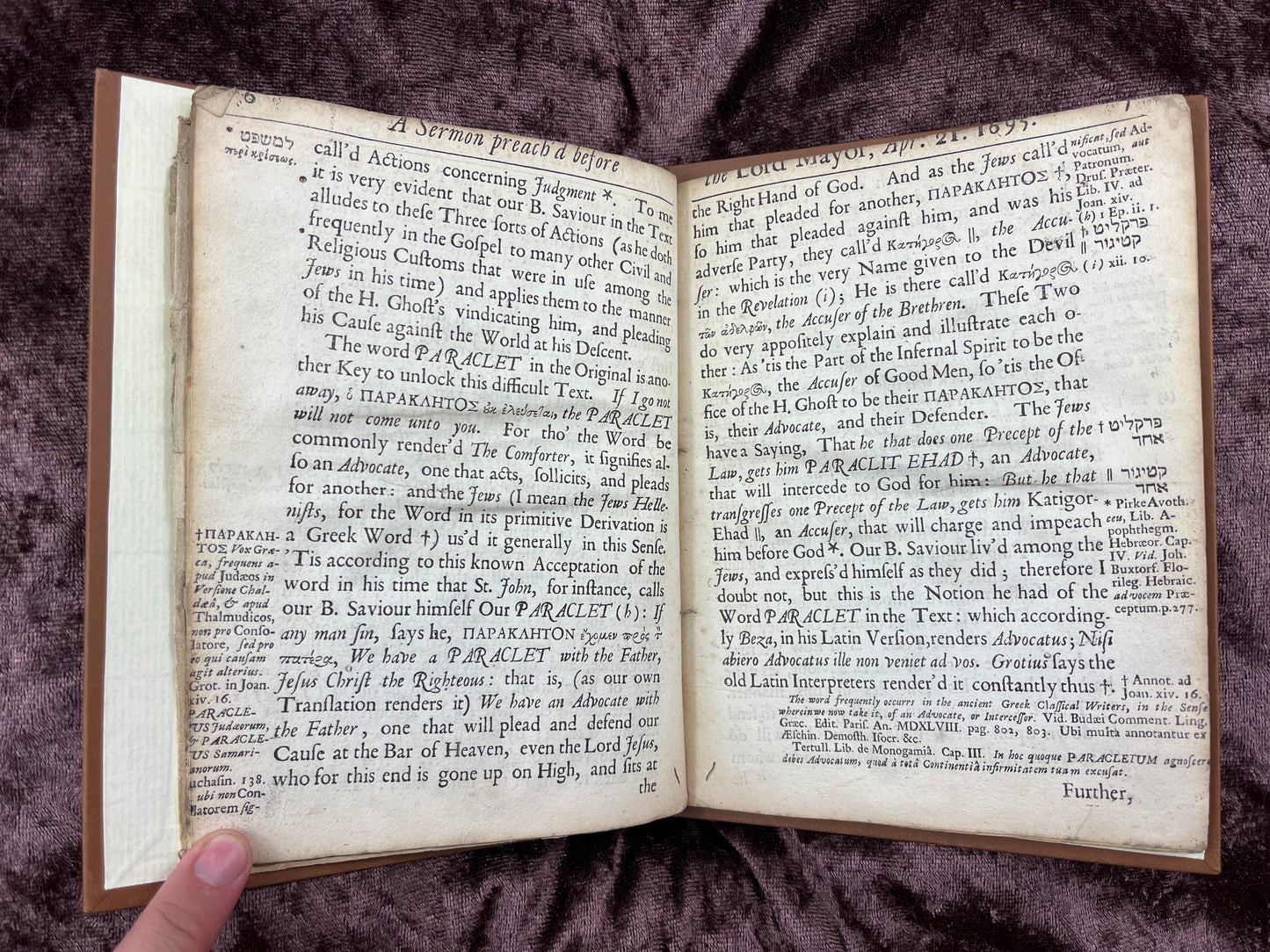 1695 Quarto Pamphlet Of The Descent Of The Paraclet By Philip Falle Before Sir Thomas Lane The Lord Mayor Of The City Of London