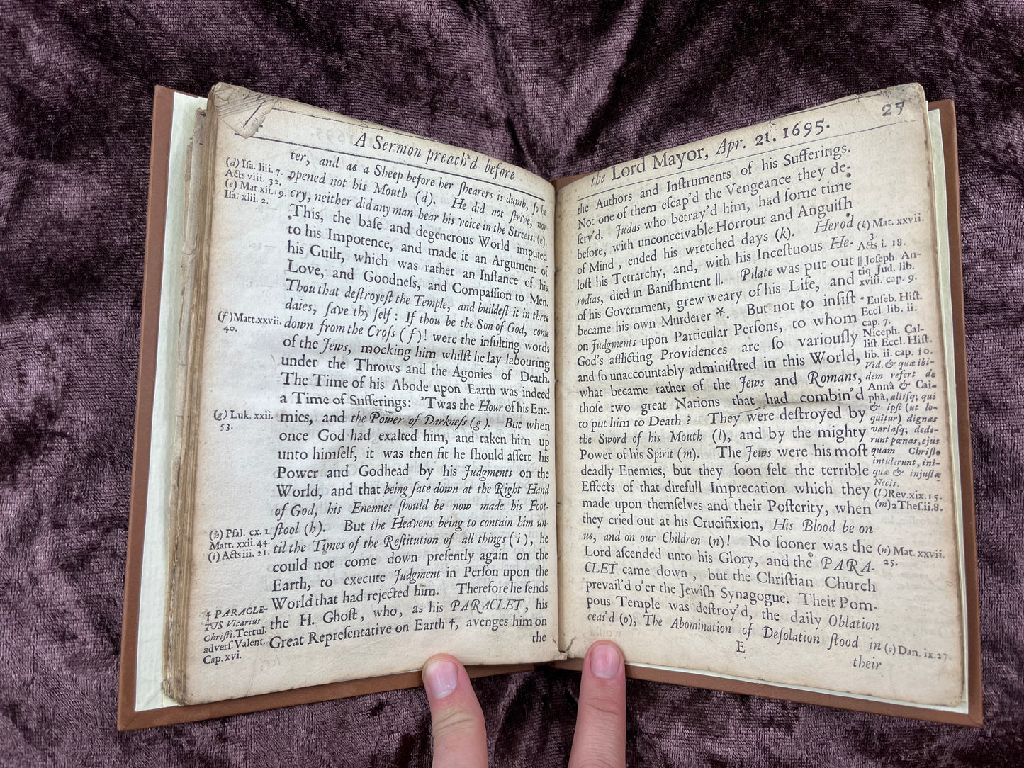 1695 Quarto Pamphlet Of The Descent Of The Paraclet By Philip Falle Before Sir Thomas Lane The Lord Mayor Of The City Of London