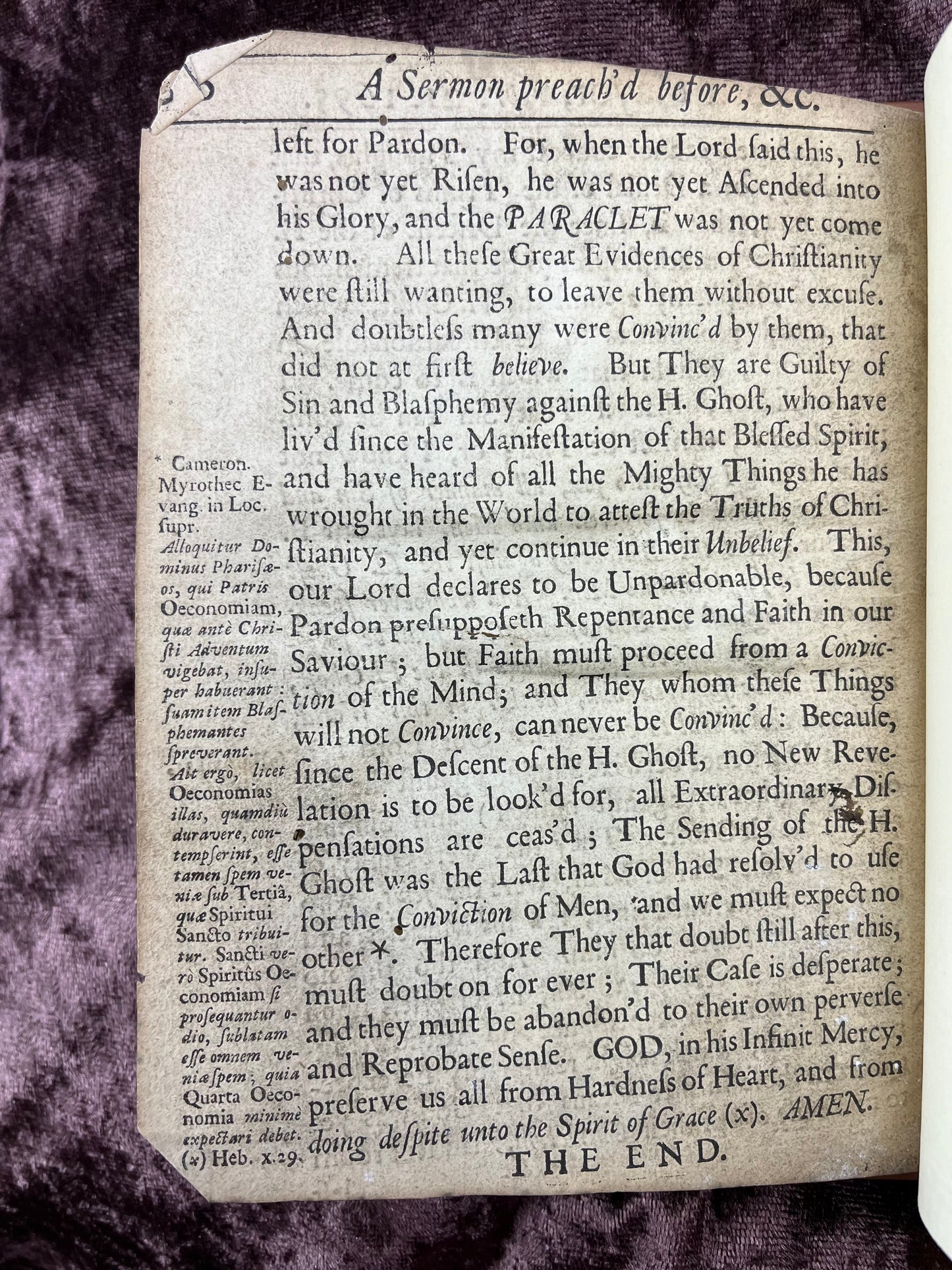 1695 Quarto Pamphlet Of The Descent Of The Paraclet By Philip Falle Before Sir Thomas Lane The Lord Mayor Of The City Of London