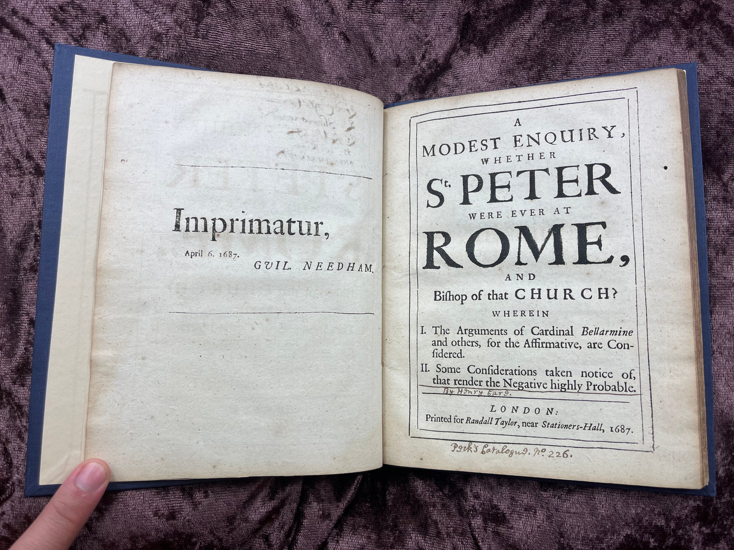 1687 Quarto Pamphlets A Modest Enquiry And Of The Authority Of Councils By C. Hutchinson And William Clagett