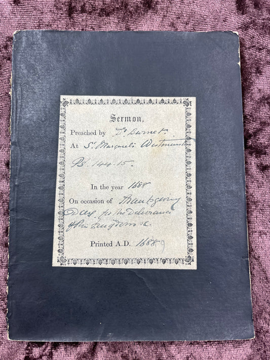 1689 Quarto Pamphlet Sermon Preached On Thanksgiving Day And On The Gun Powder Treason Day By Gilbert Burnet
