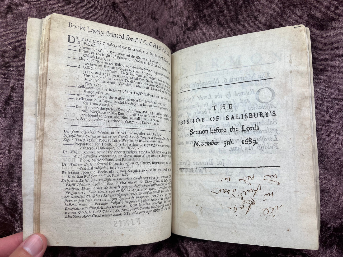 1689 Quarto Pamphlet Sermon Preached On Thanksgiving Day And On The Gun Powder Treason Day By Gilbert Burnet