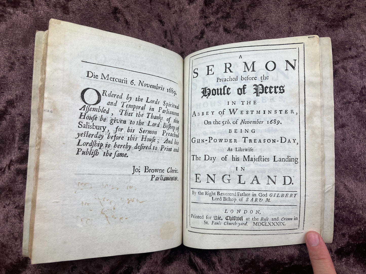1689 Quarto Pamphlet Sermon Preached On Thanksgiving Day And On The Gun Powder Treason Day By Gilbert Burnet