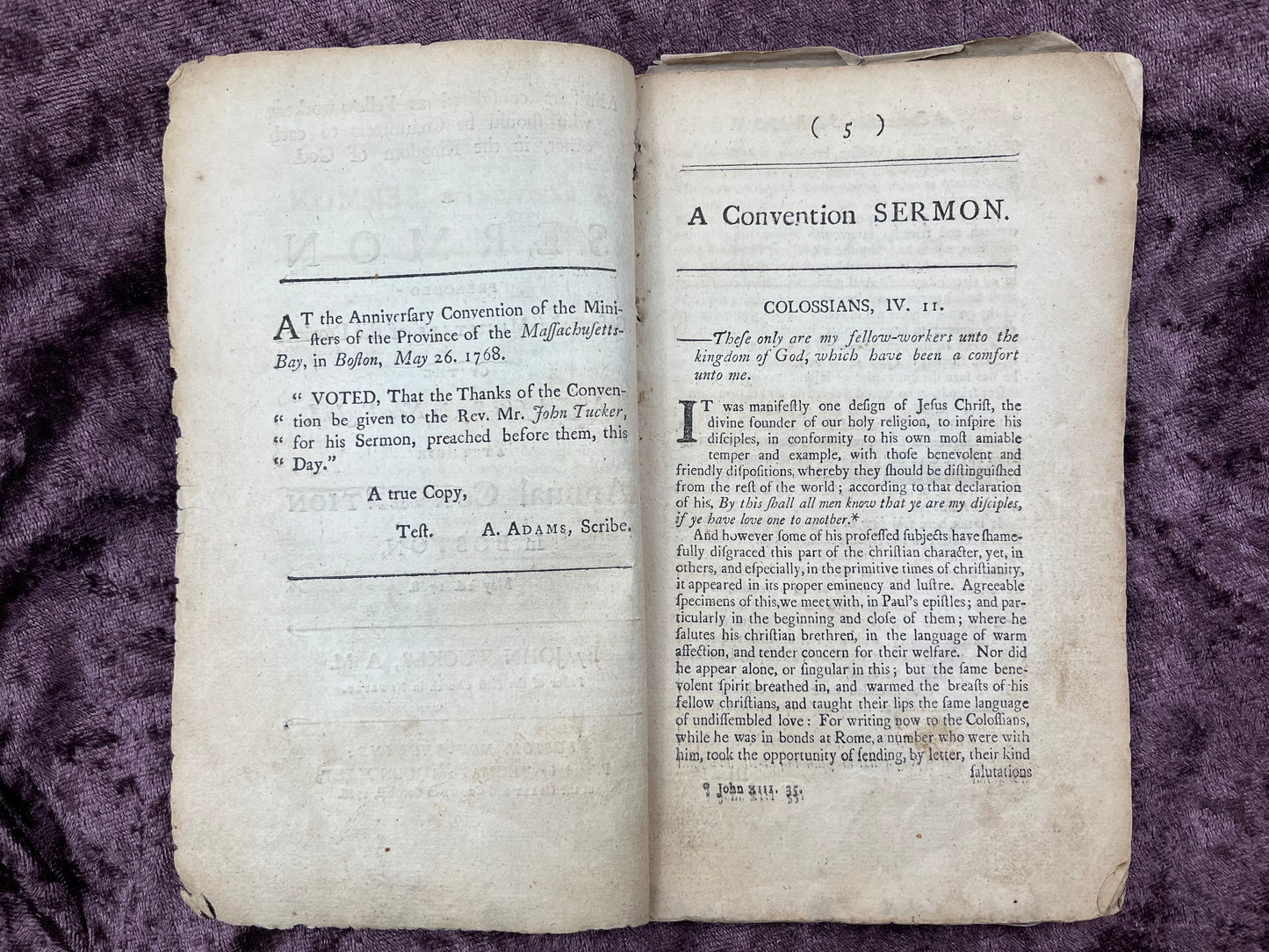 1768 Octavo First Edition Pamphlet Ministers Considered As Fellow Workers, Who Should Be Comforters To Each Other, In The Kingdom Of God By John Tucker