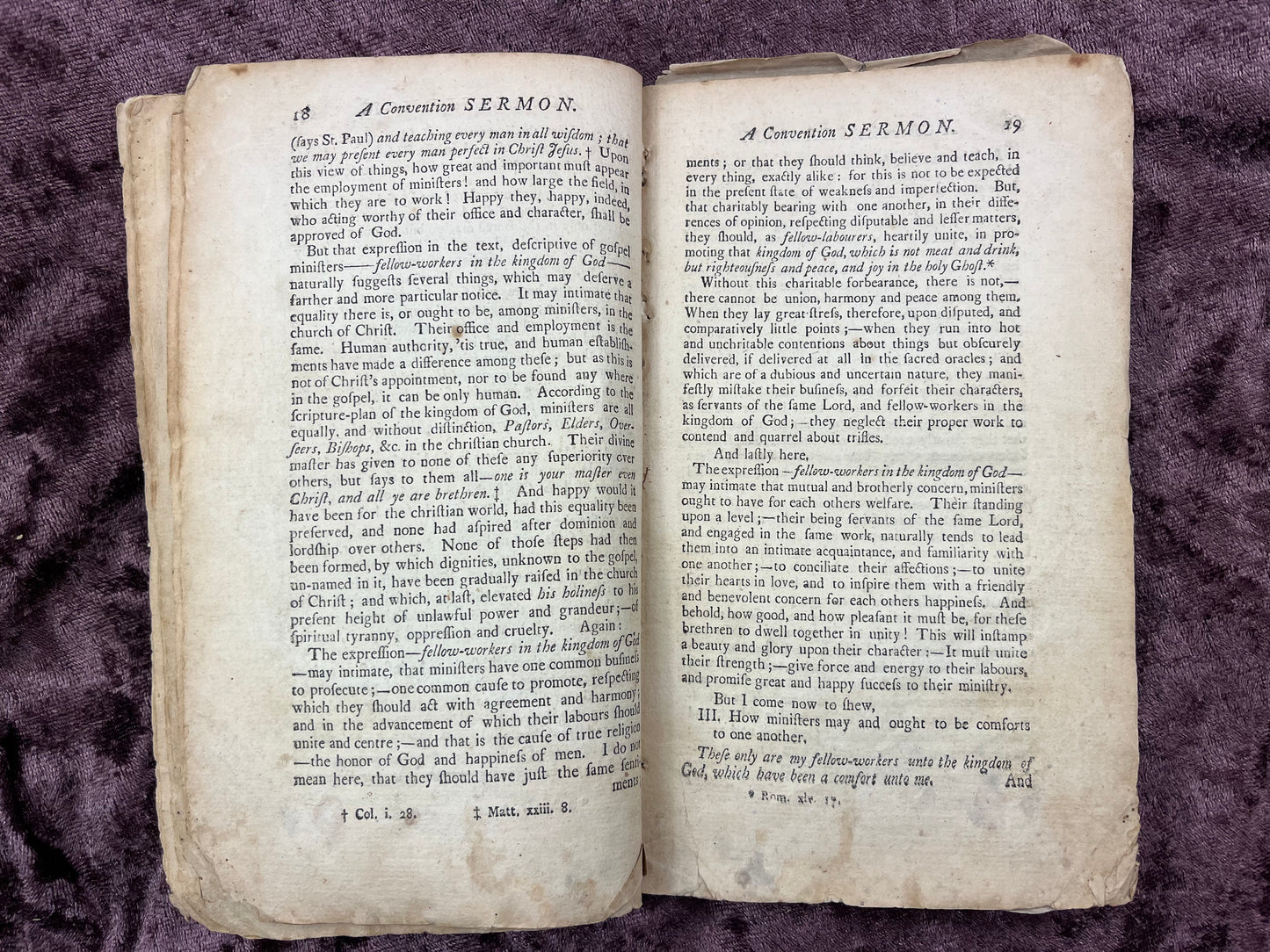 1768 Octavo First Edition Pamphlet Ministers Considered As Fellow Workers, Who Should Be Comforters To Each Other, In The Kingdom Of God By John Tucker