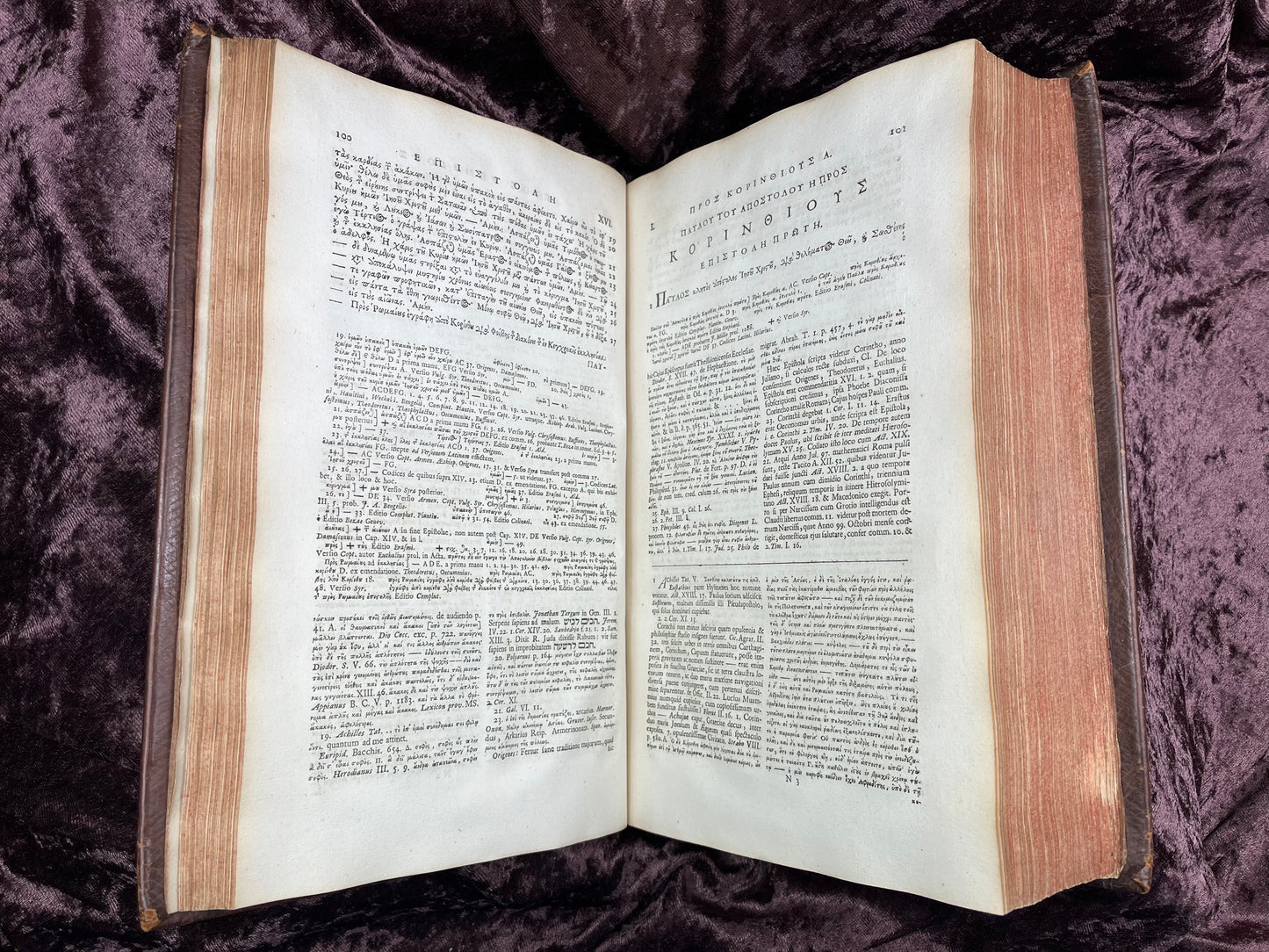 1752 Folio First Edition Greek New Testament With Robert Estiennes Text, Wettsteins Criticism, and a Syriac Version of Saint Clements Epistles