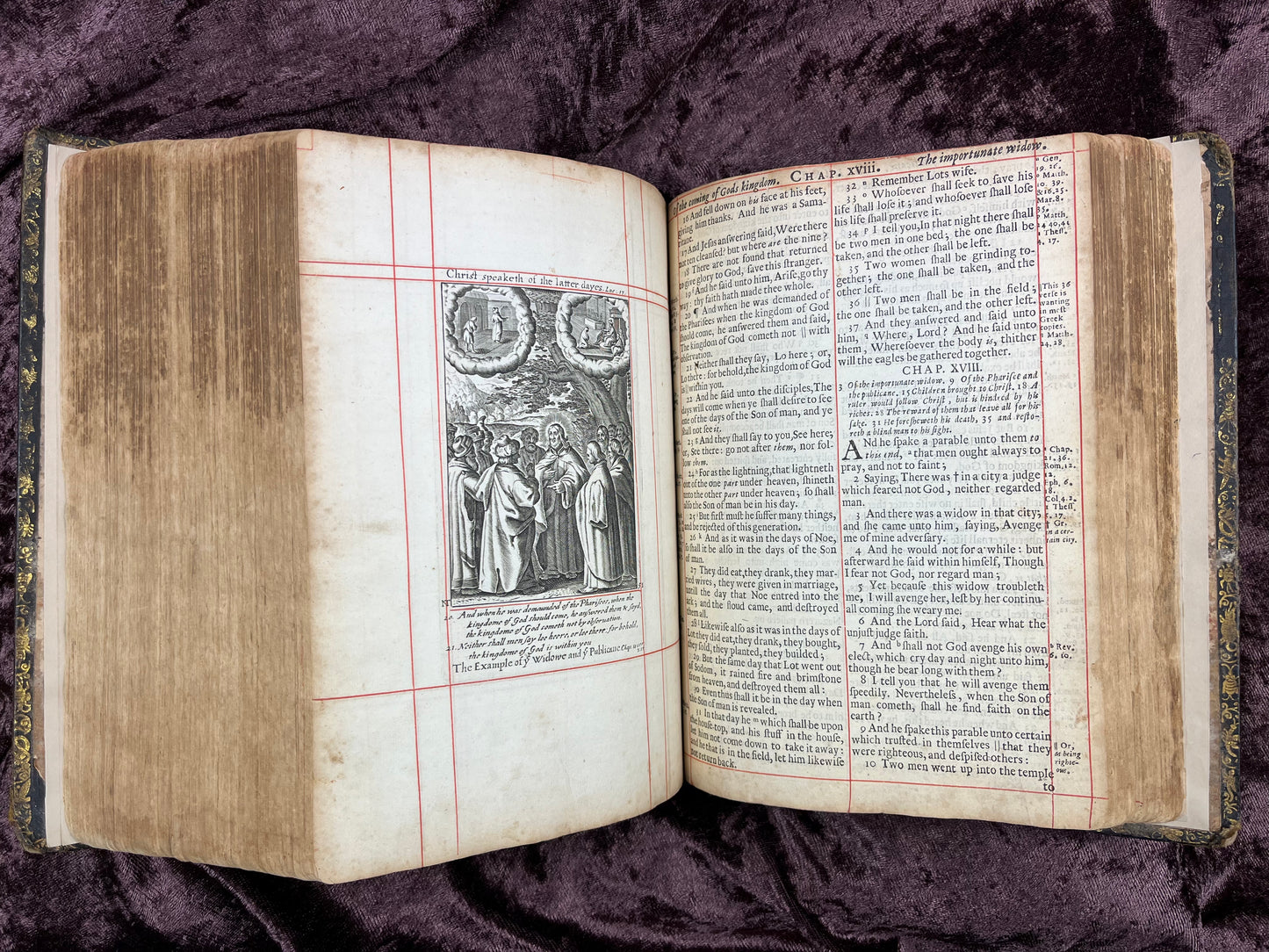 1677 Quarto King James Bible Ruled in red Printed By John Hayes in Cambridge-Bound With 205 Extra Illustrations and The Whole Book of Psalms