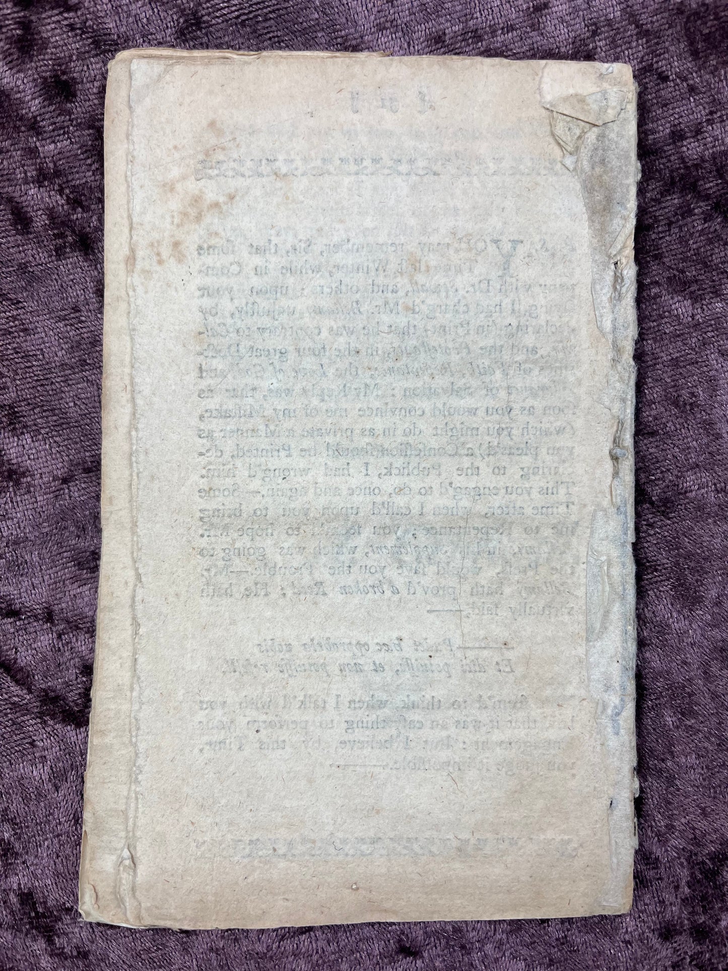 1762 Octavo Pamphlet A Letter To Rev. Alexander Cumming To Show Him It’s Not Blasphemy To Say “No Man Can Love GOD, While He Looks On Him As A God Who Will Damn Him” By Andrew Croswell