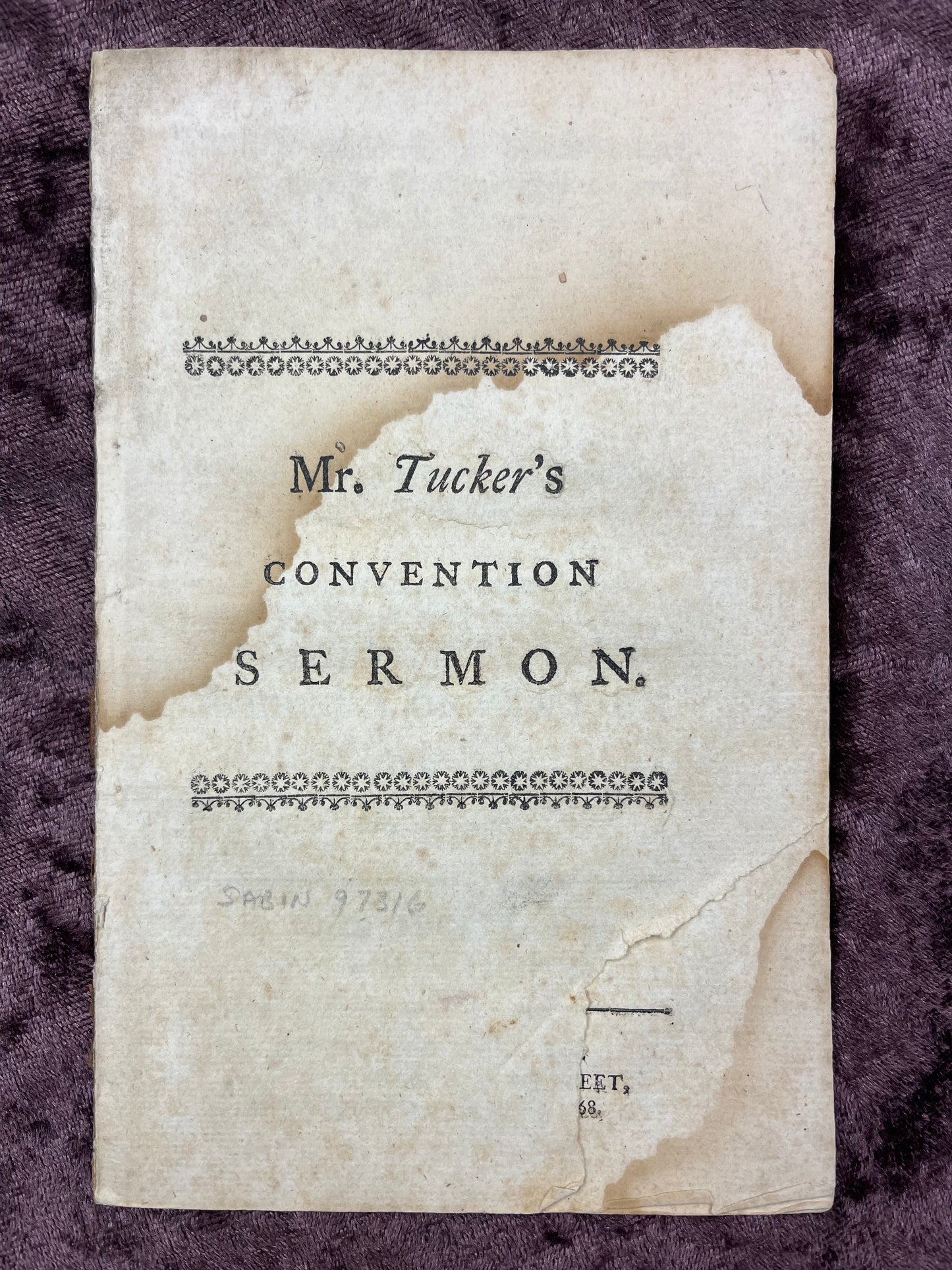 1768 Octavo First Edition Pamphlet Ministers Considered As Fellow Workers, Who Should Be Comforters To Each Other, In The Kingdom Of God By John Tucker