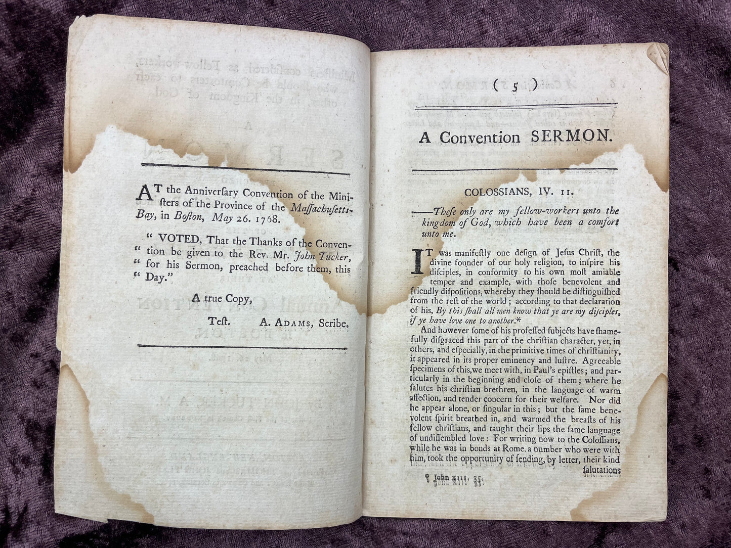 1768 Octavo First Edition Pamphlet Ministers Considered As Fellow Workers, Who Should Be Comforters To Each Other, In The Kingdom Of God By John Tucker