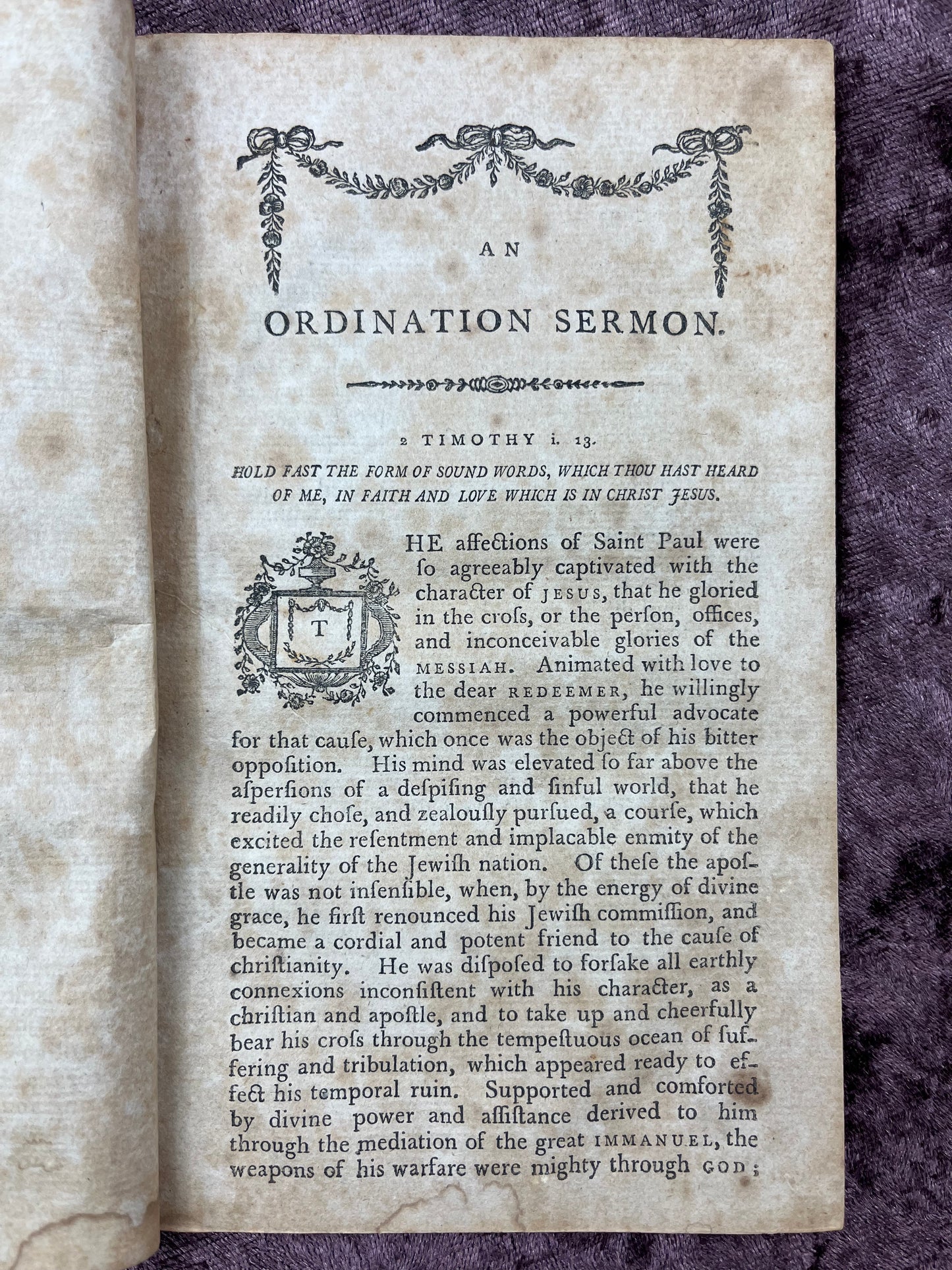 1792 Octavo Pamphlet Sermon Delivered At The Ordination Of Reed Paige By Thomas Holt-Likely Owned By Rev. Thomas Moore The First Minister Of The First Congregational Church Of Wiscasset