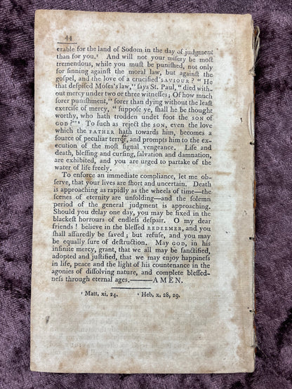 1792 Octavo Pamphlet Sermon Delivered At The Ordination Of Reed Paige By Thomas Holt-Likely Owned By Rev. Thomas Moore The First Minister Of The First Congregational Church Of Wiscasset