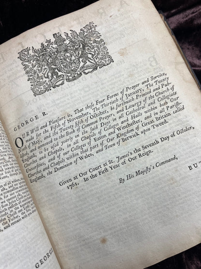 1769 Quarto First Edition King James Bible Printed In Oxford University And Edited By Dr. Benjamin Blayney-Bound With The Book Of Common Prayer And Concordance