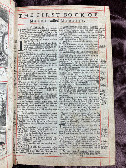 1660 Octavo King James Bible Printed By Henry Hills And John Field Which Marked The Restoration Period-Bound With 144 Extra Illustrations