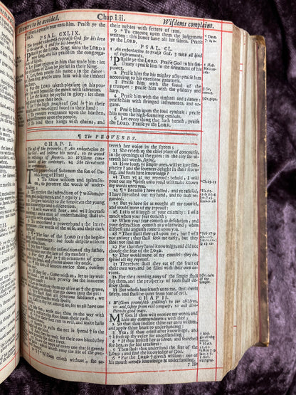 1660 Octavo King James Bible Printed By Henry Hills And John Field Which Marked The Restoration Period-Bound With 144 Extra Illustrations