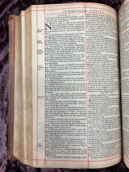 1660 Octavo King James Bible Printed By Henry Hills And John Field Which Marked The Restoration Period-Bound With 144 Extra Illustrations