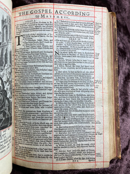 1660 Octavo King James Bible Printed By Henry Hills And John Field Which Marked The Restoration Period-Bound With 144 Extra Illustrations