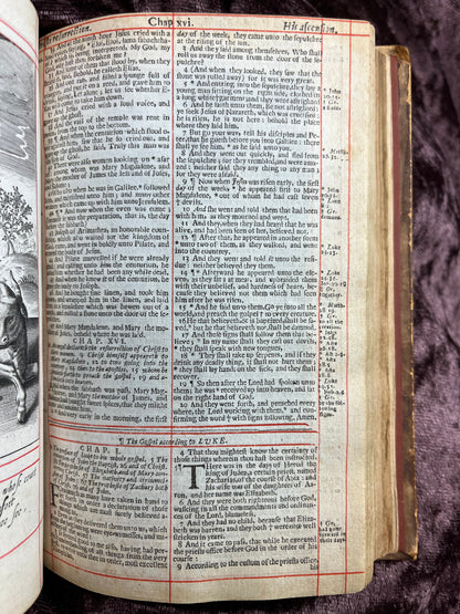 1660 Octavo King James Bible Printed By Henry Hills And John Field Which Marked The Restoration Period-Bound With 144 Extra Illustrations