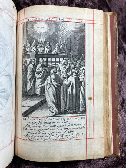 1660 Octavo King James Bible Printed By Henry Hills And John Field Which Marked The Restoration Period-Bound With 144 Extra Illustrations