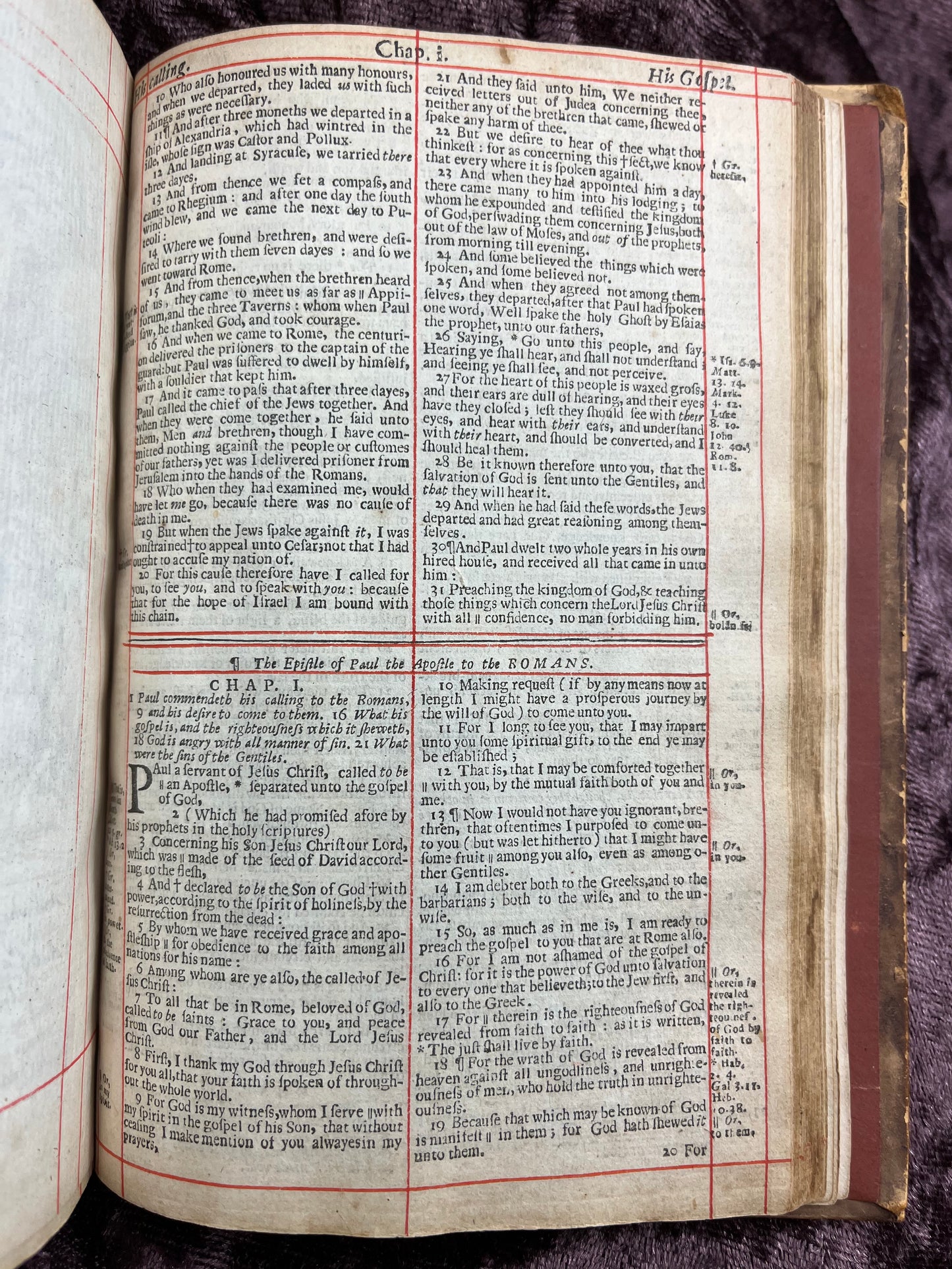 1660 Octavo King James Bible Printed By Henry Hills And John Field Which Marked The Restoration Period-Bound With 144 Extra Illustrations